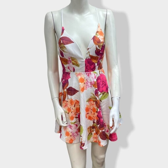 WINDSOR Floral‎ Low Cut Mini Dress - Picture 1 of 7